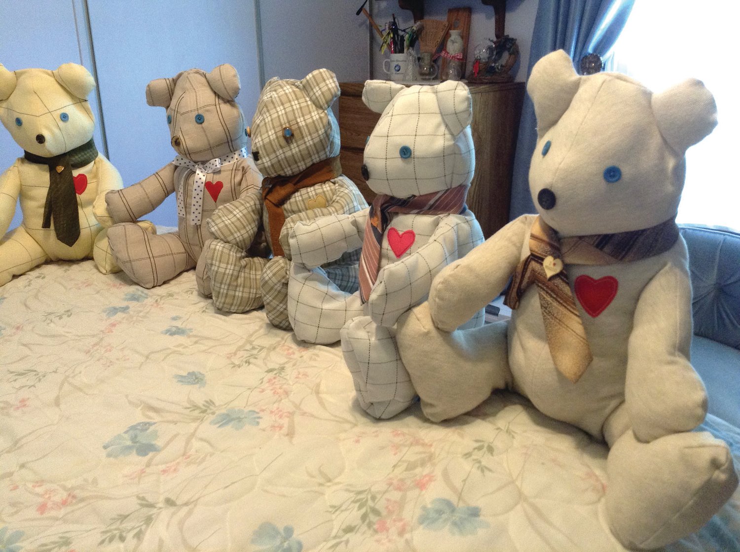 Making these teddy bears was suggested by Marlene Burns’s granddaughter.